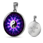 Yin Yang Necklace Purple Lotus Circle Pendant Stainless Steel or 18k Gold 18-22" - Express Your Love Gifts
