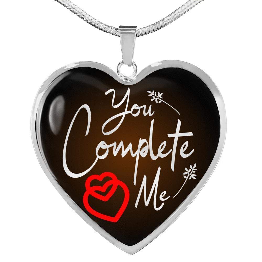 You Complete Me Necklace Stainless Steel or 18k Gold Heart Pendant 18-22" - Express Your Love Gifts
