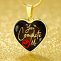 You Complete Me Necklace Stainless Steel or 18k Gold Heart Pendant 18-22" - Express Your Love Gifts