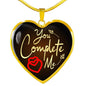 You Complete Me Necklace Stainless Steel or 18k Gold Heart Pendant 18-22" - Express Your Love Gifts