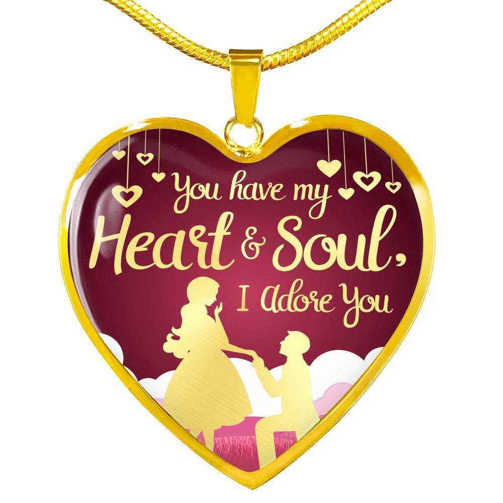 You Have My Heart And Soul I Adore You Necklace Stainless Steel or 18k Gold Heart Pendant 18-22"''-Express Your Love Gifts