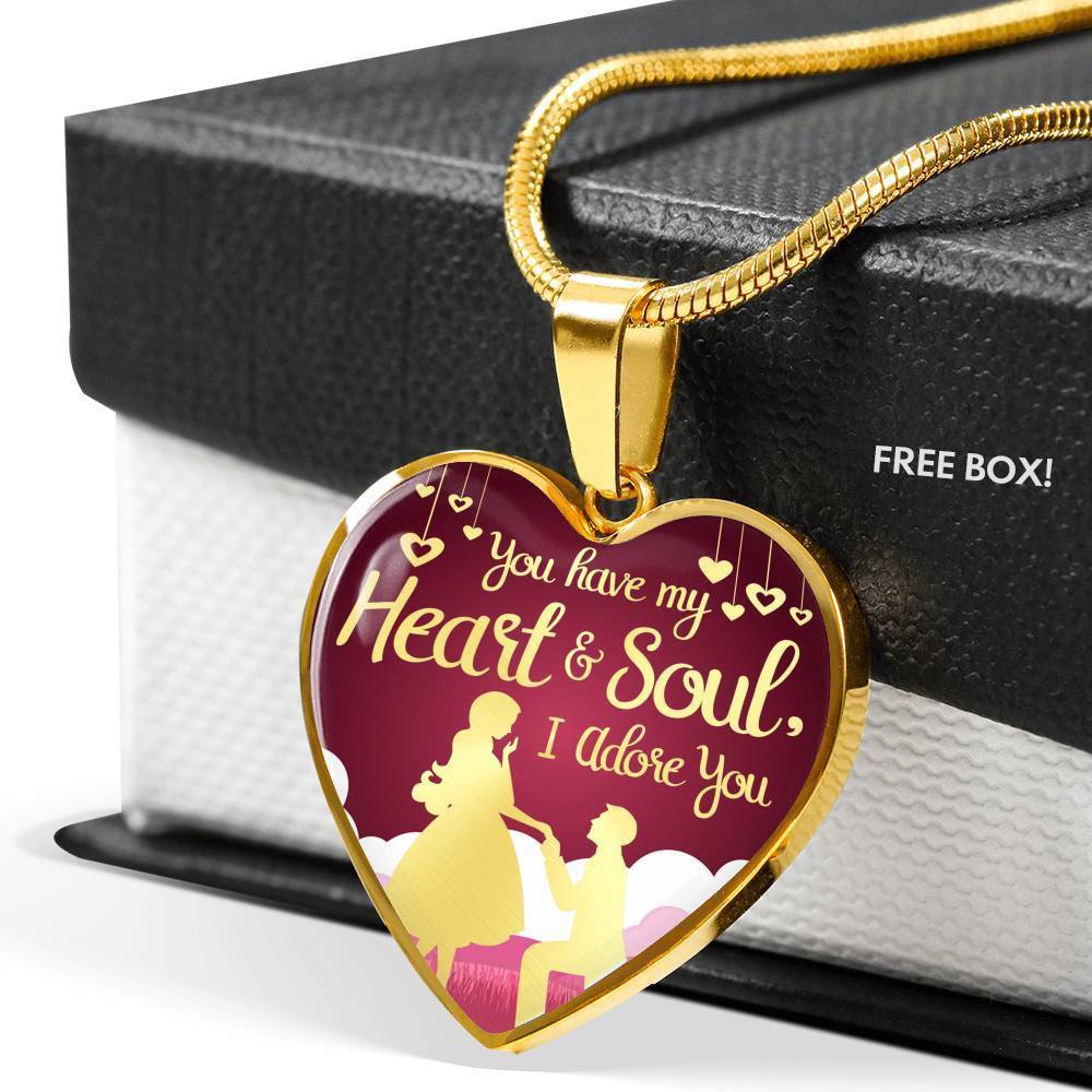 You Have My Heart And Soul I Adore You Necklace Stainless Steel or 18k Gold Heart Pendant 18-22"''-Express Your Love Gifts