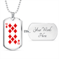 10 of Diamonds Gambler Necklace Stainless Steel or 18k Gold Dog Tag 24" Chain-Express Your Love Gifts