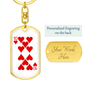 10 of Hearts Gambler Keychain Stainless Steel or 18k Gold Dog Tag Keyring-Express Your Love Gifts