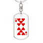 10 of Hearts Gambler Keychain Stainless Steel or 18k Gold Dog Tag Keyring-Express Your Love Gifts