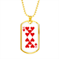 10 of Hearts Gambler Necklace Stainless Steel or 18k Gold Dog Tag 24" Chain-Express Your Love Gifts