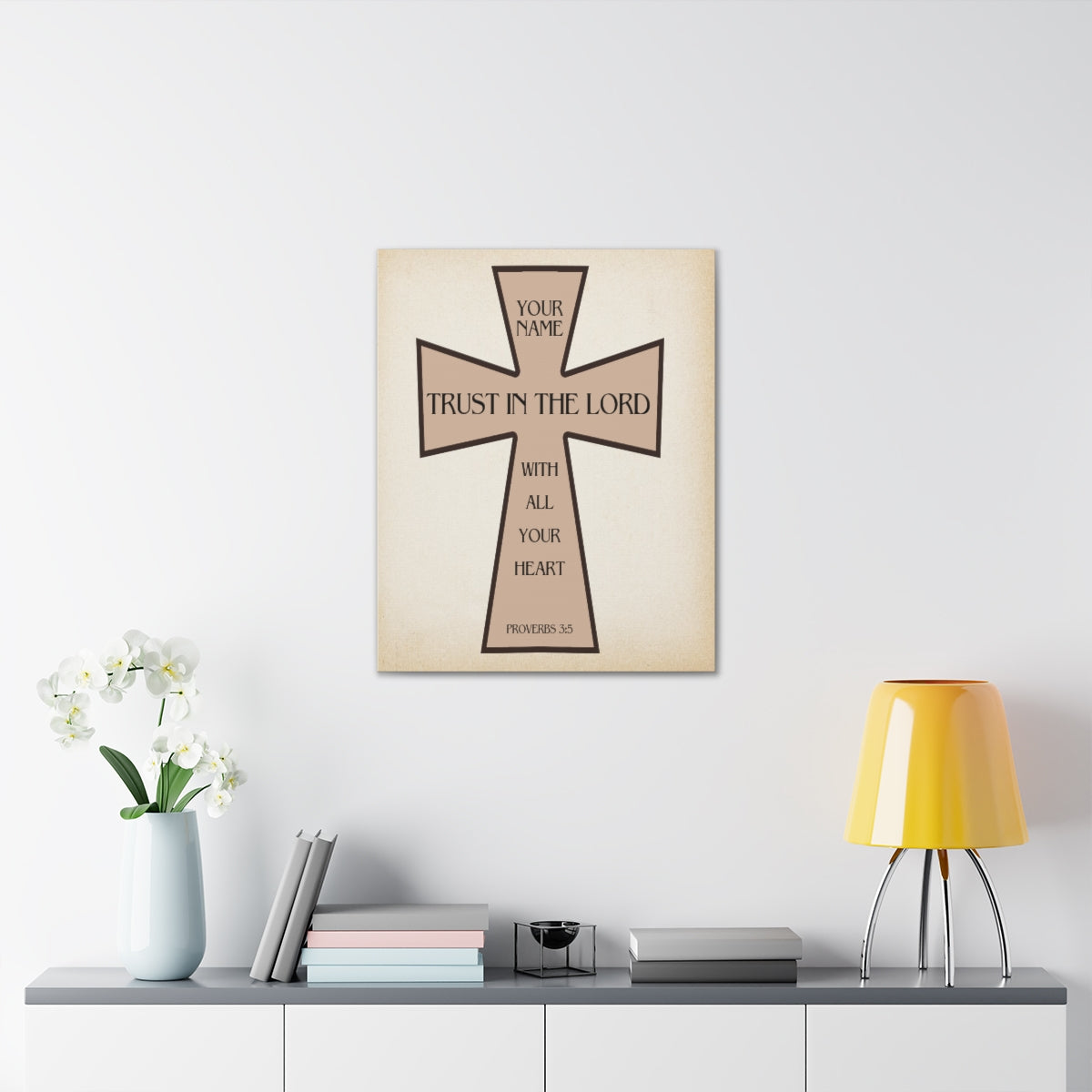 Scripture Walls Personalized Trust in The Lord Proverbs 3:5 Cross Christian Wall Art Bible Verse Print Ready to Hang Unframed-Express Your Love Gifts