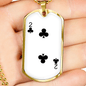 2 of Clubs Gambler Necklace Stainless Steel or 18k Gold Dog Tag 24" Chain-Express Your Love Gifts