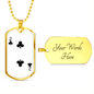 2 of Clubs Gambler Necklace Stainless Steel or 18k Gold Dog Tag 24" Chain-Express Your Love Gifts