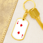 2 of Diamonds Gambler Keychain Stainless Steel or 18k Gold Dog Tag Keyring-Express Your Love Gifts