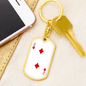 2 of Diamonds Gambler Keychain Stainless Steel or 18k Gold Dog Tag Keyring-Express Your Love Gifts