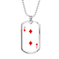 2 of Diamonds Gambler Necklace Stainless Steel or 18k Gold Dog Tag 24" Chain-Express Your Love Gifts