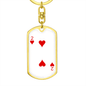 2 of Hearts Gambler Keychain Stainless Steel or 18k Gold Dog Tag Keyring-Express Your Love Gifts