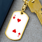 2 of Hearts Gambler Keychain Stainless Steel or 18k Gold Dog Tag Keyring-Express Your Love Gifts