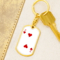 2 of Hearts Gambler Keychain Stainless Steel or 18k Gold Dog Tag Keyring-Express Your Love Gifts