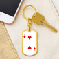 2 of Hearts Gambler Keychain Stainless Steel or 18k Gold Dog Tag Keyring-Express Your Love Gifts