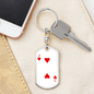 2 of Hearts Gambler Keychain Stainless Steel or 18k Gold Dog Tag Keyring-Express Your Love Gifts