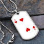2 of Hearts Gambler Necklace Stainless Steel or 18k Gold Dog Tag 24" Chain-Express Your Love Gifts