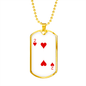 2 of Hearts Gambler Necklace Stainless Steel or 18k Gold Dog Tag 24" Chain-Express Your Love Gifts