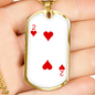 2 of Hearts Gambler Necklace Stainless Steel or 18k Gold Dog Tag 24" Chain-Express Your Love Gifts