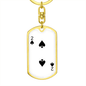 2 of Spades Gambler Keychain Stainless Steel or 18k Gold Dog Tag Keyring-Express Your Love Gifts