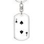 2 of Spades Gambler Keychain Stainless Steel or 18k Gold Dog Tag Keyring-Express Your Love Gifts
