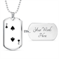 2 of Spades Gambler Necklace Stainless Steel or 18k Gold Dog Tag 24" Chain-Express Your Love Gifts
