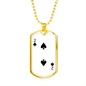 2 of Spades Gambler Necklace Stainless Steel or 18k Gold Dog Tag 24" Chain-Express Your Love Gifts