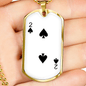 2 of Spades Gambler Necklace Stainless Steel or 18k Gold Dog Tag 24" Chain-Express Your Love Gifts