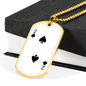 2 of Spades Gambler Necklace Stainless Steel or 18k Gold Dog Tag 24" Chain-Express Your Love Gifts