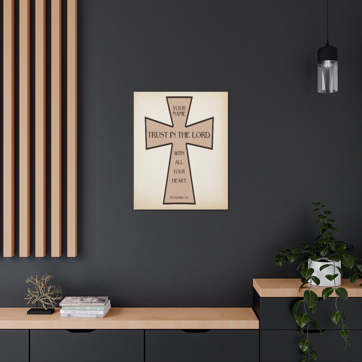 Scripture Walls Personalized Trust in The Lord Proverbs 3:5 Cross Christian Wall Art Bible Verse Print Ready to Hang Unframed-Express Your Love Gifts
