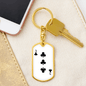 3 of Clubs Gambler Keychain Stainless Steel or 18k Gold Dog Tag Keyring-Express Your Love Gifts