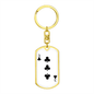 3 of Clubs Gambler Keychain Stainless Steel or 18k Gold Dog Tag Keyring-Express Your Love Gifts