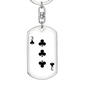 3 of Clubs Gambler Keychain Stainless Steel or 18k Gold Dog Tag Keyring-Express Your Love Gifts