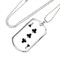 3 of Clubs Gambler Necklace Stainless Steel or 18k Gold Dog Tag 24" Chain-Express Your Love Gifts