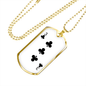 3 of Clubs Gambler Necklace Stainless Steel or 18k Gold Dog Tag 24" Chain-Express Your Love Gifts