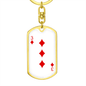 3 of Diamonds Gambler Keychain Stainless Steel or 18k Gold Dog Tag Keyring-Express Your Love Gifts