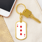 3 of Diamonds Gambler Keychain Stainless Steel or 18k Gold Dog Tag Keyring-Express Your Love Gifts