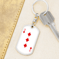 3 of Diamonds Gambler Keychain Stainless Steel or 18k Gold Dog Tag Keyring-Express Your Love Gifts