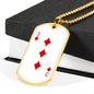 3 of Diamonds Gambler Necklace Stainless Steel or 18k Gold Dog Tag 24" Chain-Express Your Love Gifts