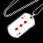3 of Diamonds Gambler Necklace Stainless Steel or 18k Gold Dog Tag 24" Chain-Express Your Love Gifts