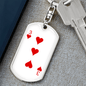 3 of Hearts Gambler Keychain Stainless Steel or 18k Gold Dog Tag Keyring-Express Your Love Gifts