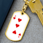 3 of Hearts Gambler Keychain Stainless Steel or 18k Gold Dog Tag Keyring-Express Your Love Gifts