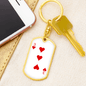 3 of Hearts Gambler Keychain Stainless Steel or 18k Gold Dog Tag Keyring-Express Your Love Gifts