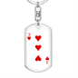 3 of Hearts Gambler Keychain Stainless Steel or 18k Gold Dog Tag Keyring-Express Your Love Gifts
