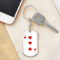 3 of Hearts Gambler Keychain Stainless Steel or 18k Gold Dog Tag Keyring-Express Your Love Gifts