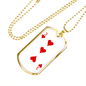 3 of Hearts Gambler Necklace Stainless Steel or 18k Gold Dog Tag 24" Chain-Express Your Love Gifts
