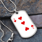 3 of Hearts Gambler Necklace Stainless Steel or 18k Gold Dog Tag 24" Chain-Express Your Love Gifts