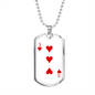 3 of Hearts Gambler Necklace Stainless Steel or 18k Gold Dog Tag 24" Chain-Express Your Love Gifts