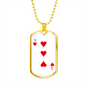 3 of Hearts Gambler Necklace Stainless Steel or 18k Gold Dog Tag 24" Chain-Express Your Love Gifts